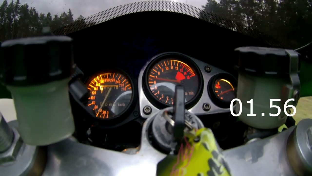 Kawasaki Ninja ZX7R acceleration 0-100 with K&N, Silmotor exhaust and float bowl mod