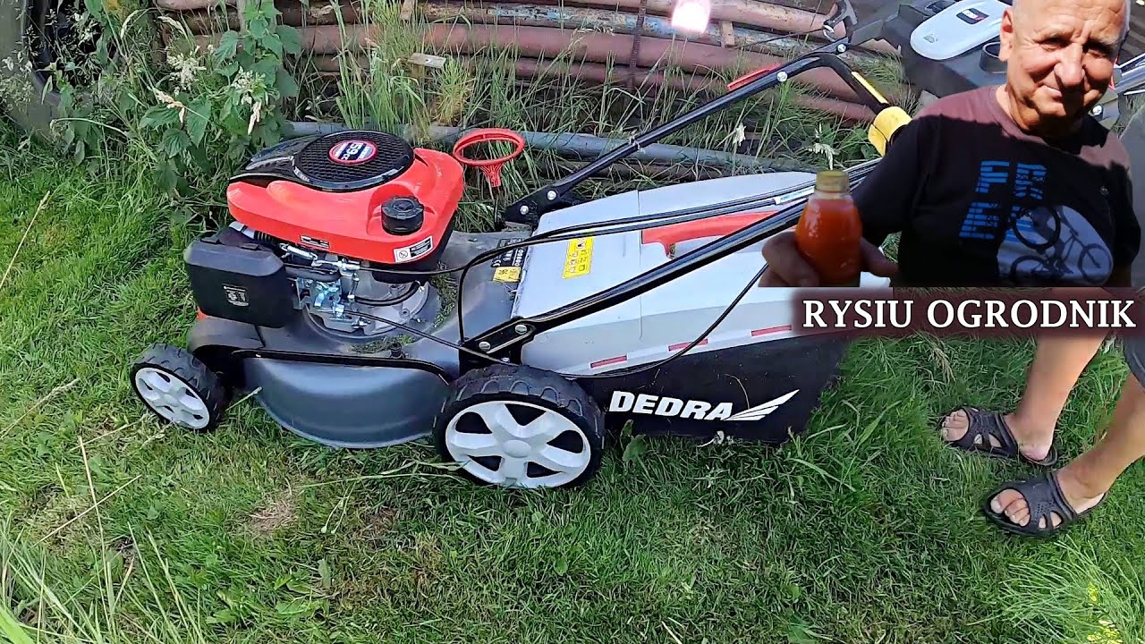 RYSIU OGRODNIK  z kosiarką spalinową DEDRA, piękny warzywniak, zdrowie i uroda