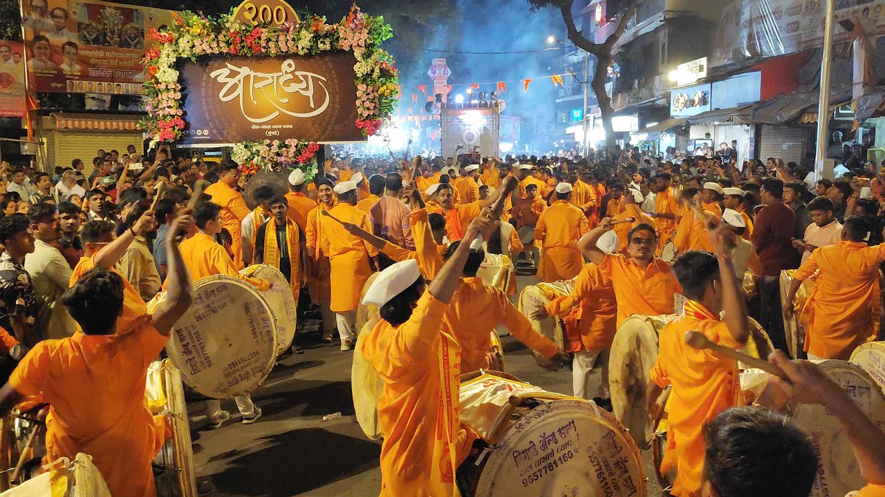 Shree Siddhivinayak Ganpati Palkhi || 200 Vadan🔥 ||Aaradhya Dhol Tasha Dhwaj Pathak,Mumbai 2024!!!!!