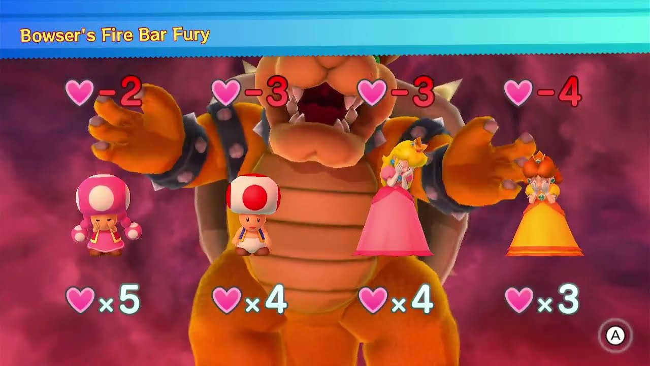 Mario Party 10 Bowser Party - Toadette, Toad, Peach and Daisy vs Bowser - Mushroom Park