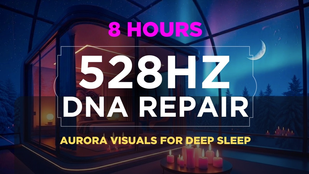 528Hz DNA Repair Frequency | 8 Hours Sleep | Aurora Borealis Bedroom Ambience