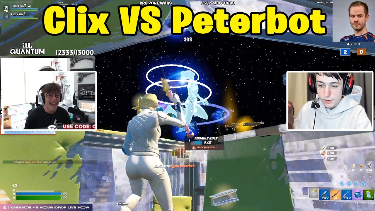 Clix VS Peterbot 2v2 TOXIC Fights w/ Veno & Pinq!