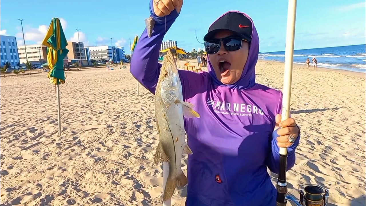 ROBALO NA PRAIA DE PIEDADE- PE, PESCA DE PRAIA. Pescaria...