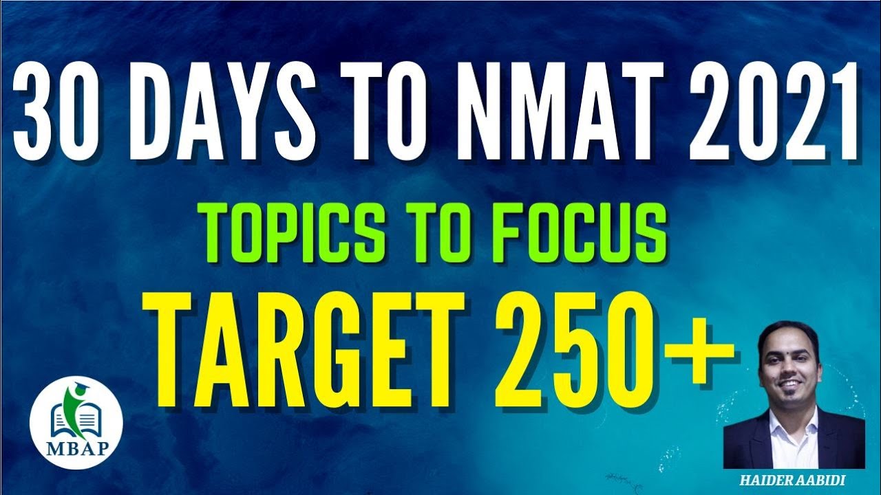 30 Days To NMAT 2021. Focus Areas. Target 250+