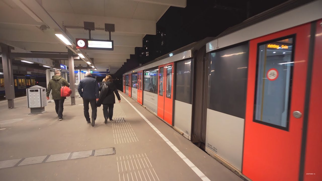 Netherlands, Amsterdam, metro night ride from Weesperplein to Spaklerweg
