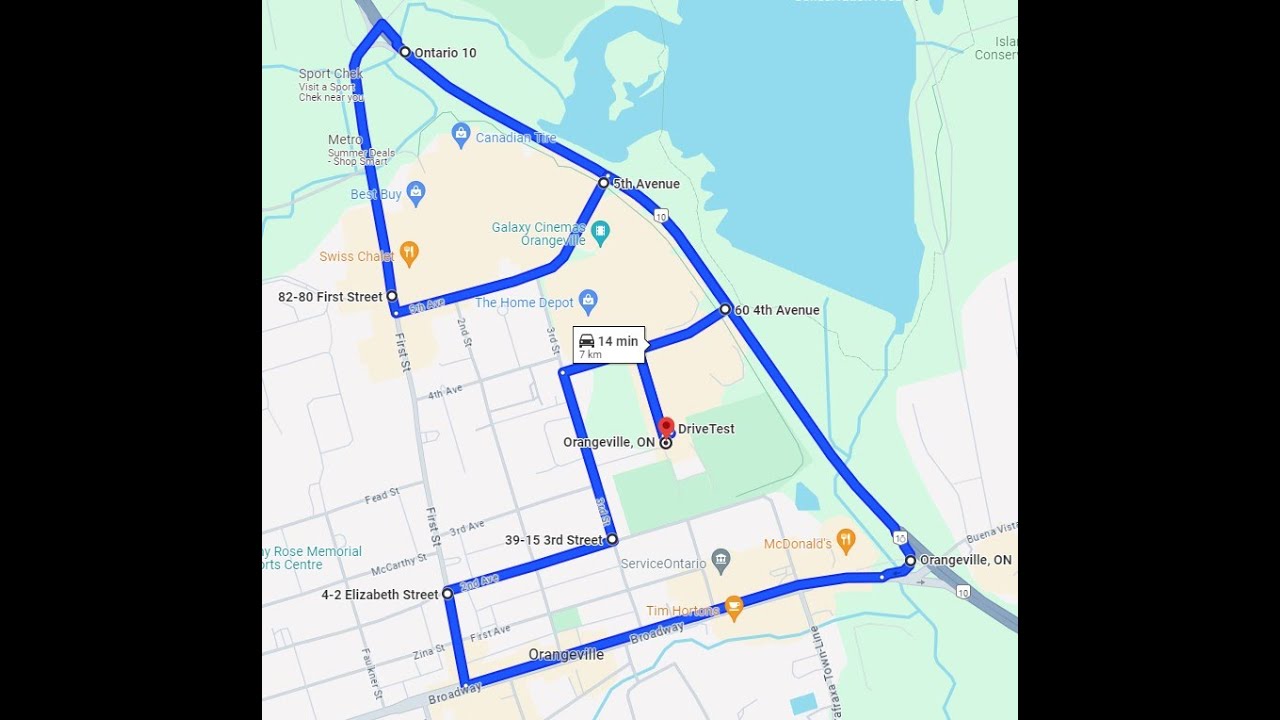 Orangeville G test route 2024