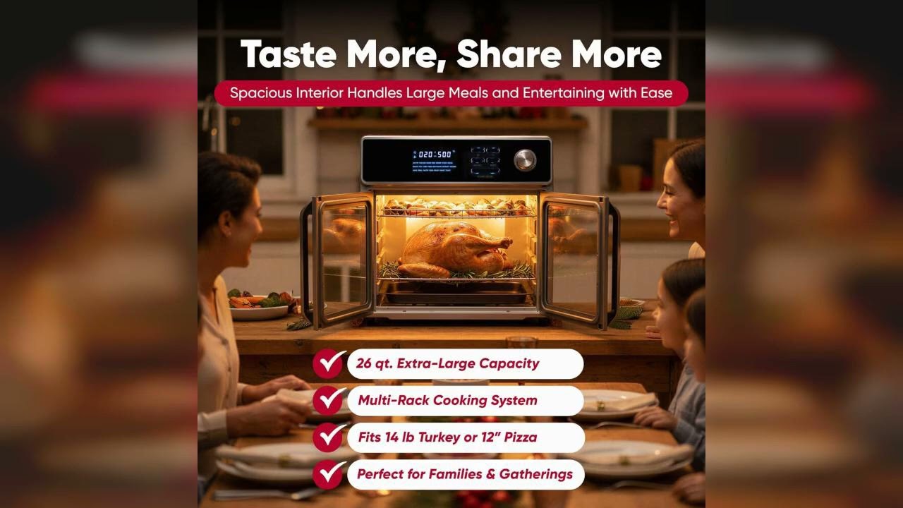 Review: Large Air Fryer Oven 26-Quart |10-in-1 Countertop Stainless Steel Toaster Oven Combo |...