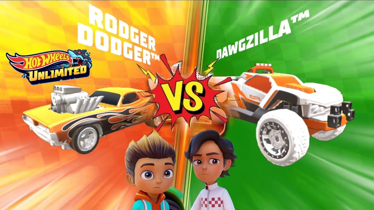 Hot Wheels Unlimited Monster Truck - Let's Race Rodger Dodger Vs Dawgzilla In World Tracks 