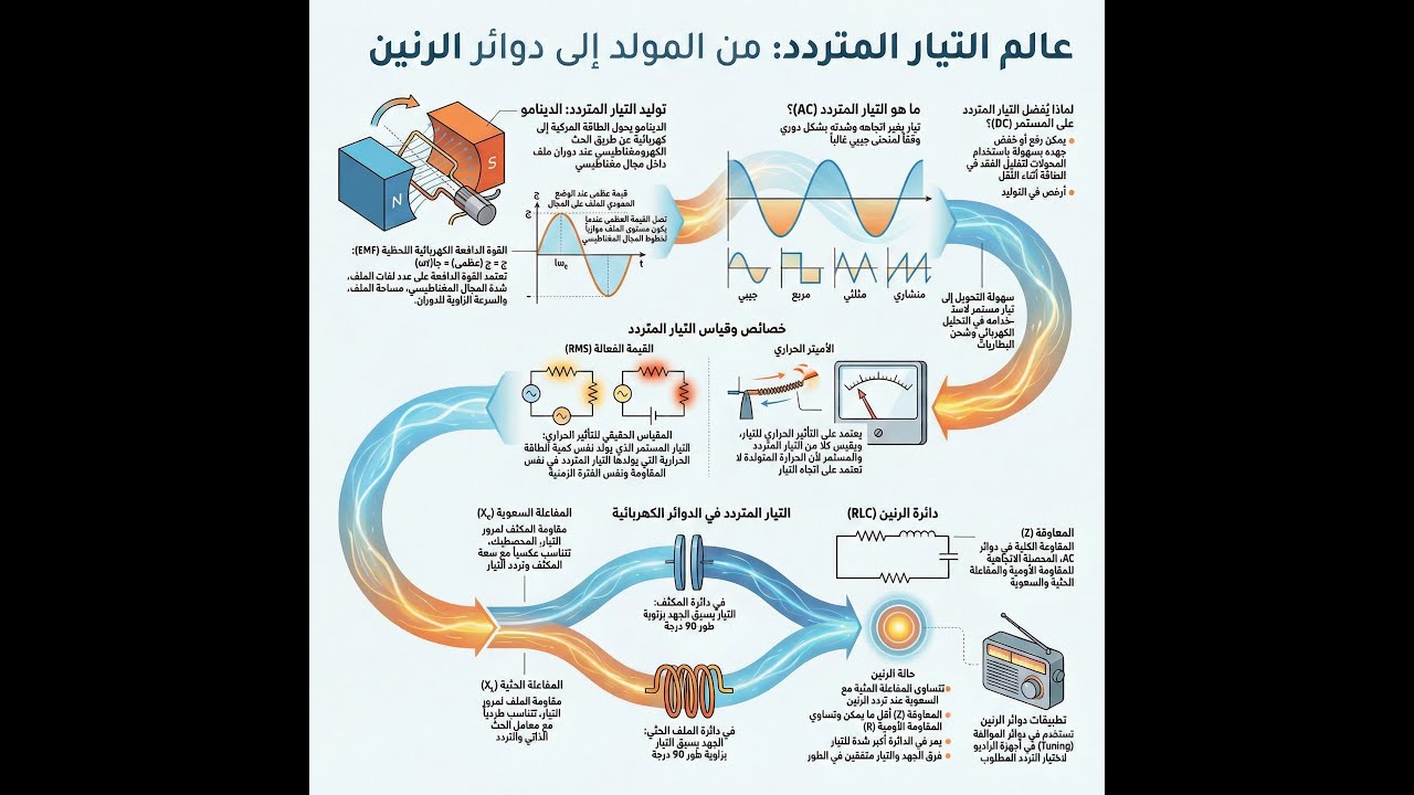 فيزياء الثالث الثانوي ملخص التيار المتردد الوحدة الثانية
