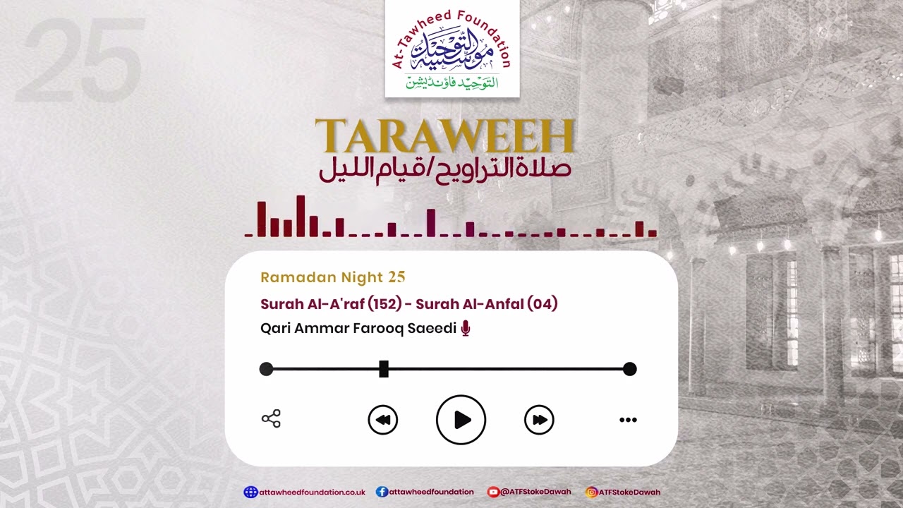 Taraweeh Prayer Night (25) 2025/1446AH || Qari Ammar Farooq Saeedi