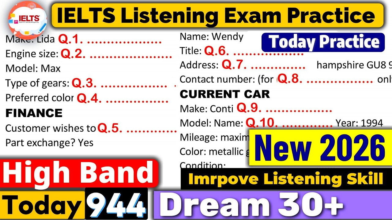 IELTS Listening Practice Test 2026 with Answers | IELTS LISTENING