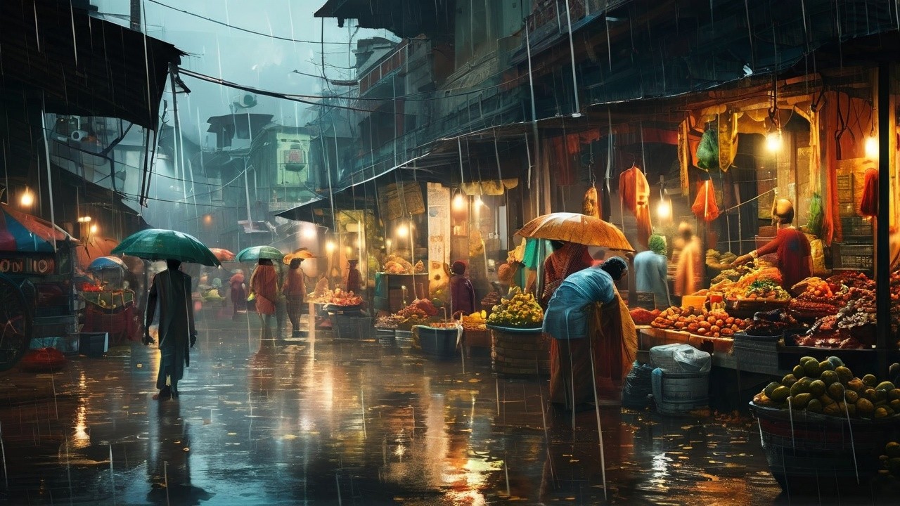 Exploring local Indian market on a rainy evening | 4k Walking Tour