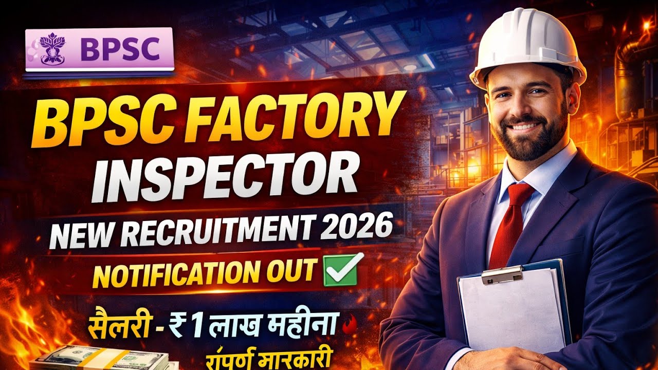 BPSC FACTORY INSPECTOR NEW RECRUITMENT 2026 NOTIFICATION OUT✅ सैलरी - 1 लाख महीना 🔥 संपूर्ण जानकारी 