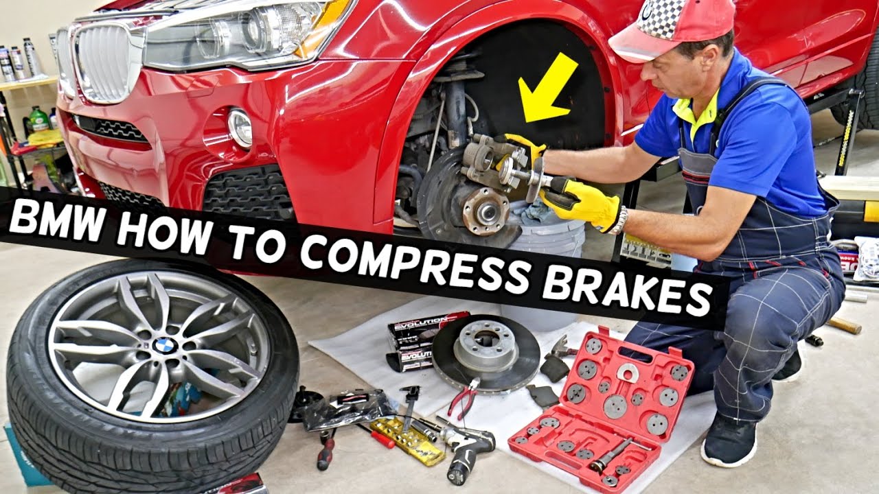 HOW TO COMPRESS FRONT BRAKE CALIPER PISTON ON BMW