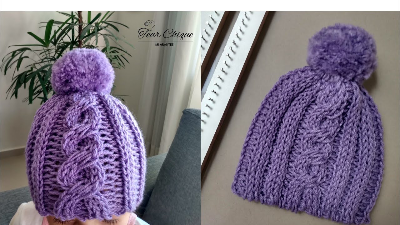 COMO FAZER UM GORRO TRANÇADO NO TEAR DE PREGOS | LOOM KNITTING BRAIDED HAT CABLED HAT #gorro #touca