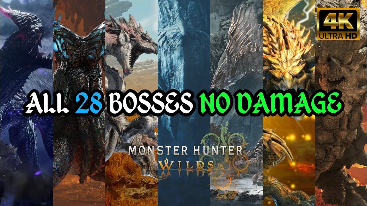 Monster Hunter Wilds - All Bosses Bow Solo (No Heroics/No Damage) [4K]