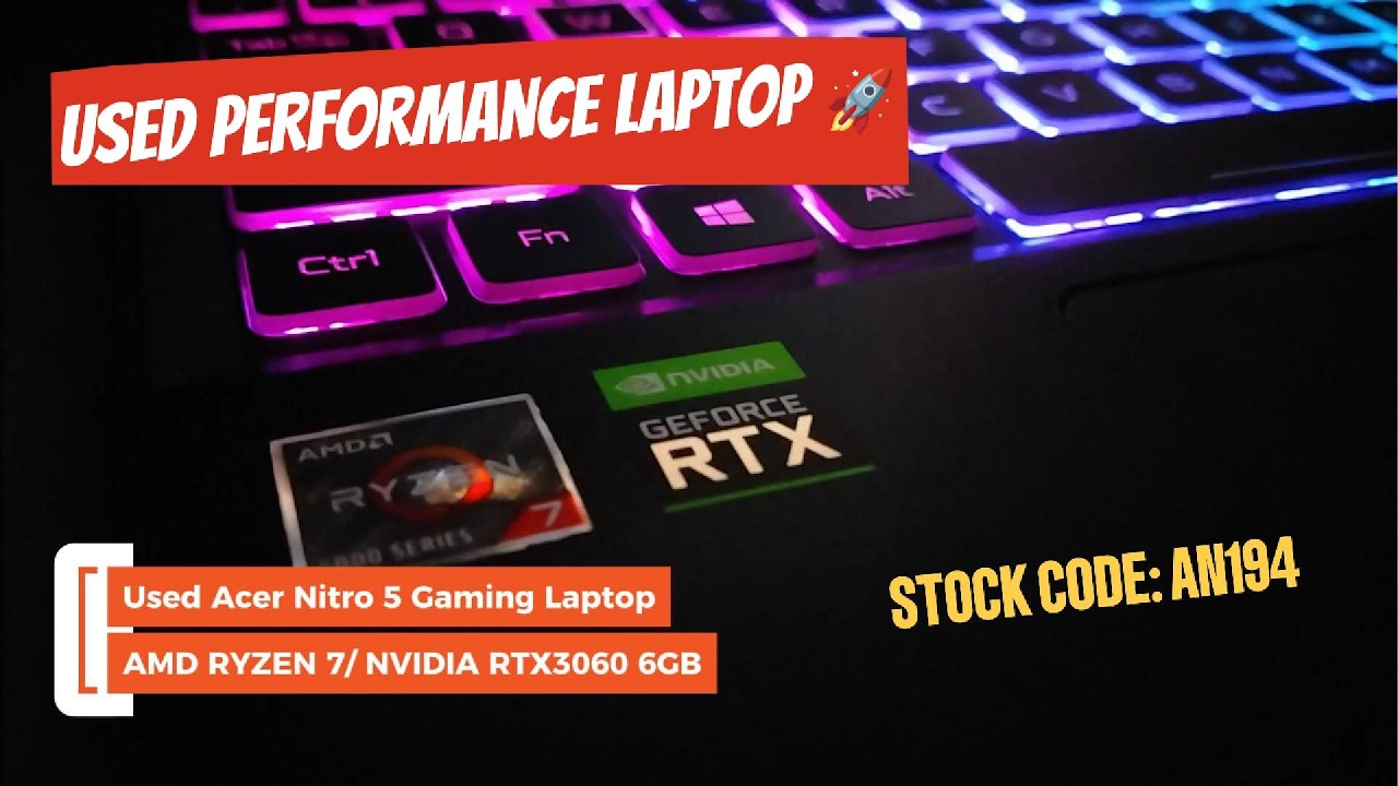 USED ACER NITRO 5 Gaming Laptop AN515 AMD RYZEN 7 16GB 512GB SSD NVIDIA RTX3060 Stock Code: #AN194