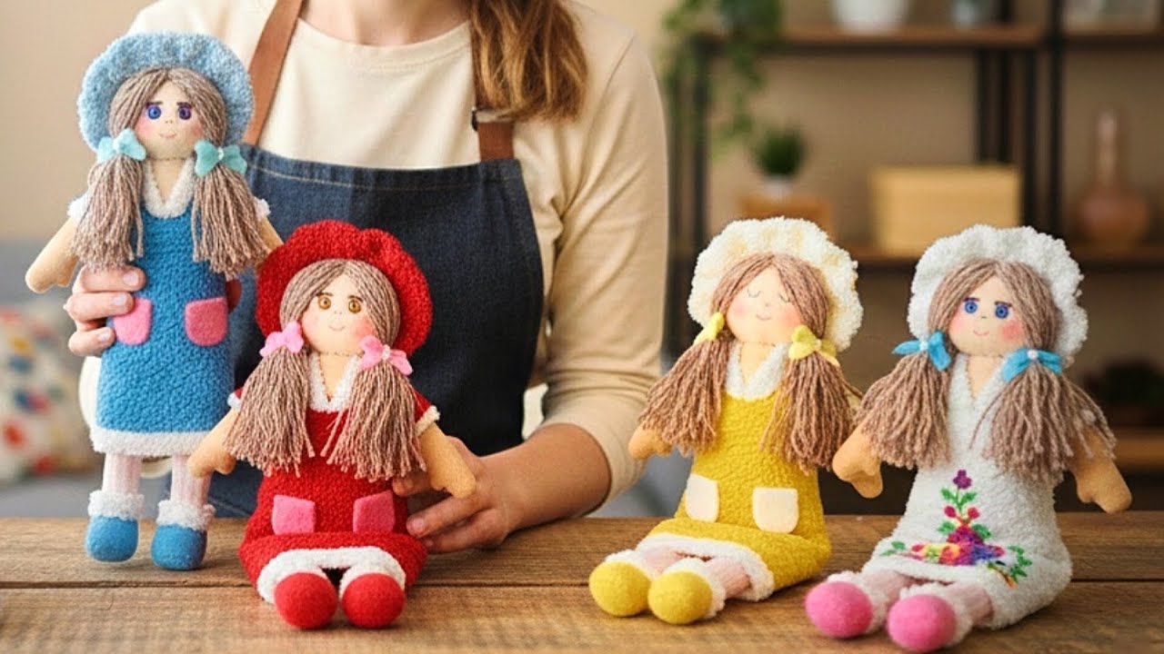 My favorite little dolls  🥰Handmade sock dolls  🧦No need for a sewing machine  