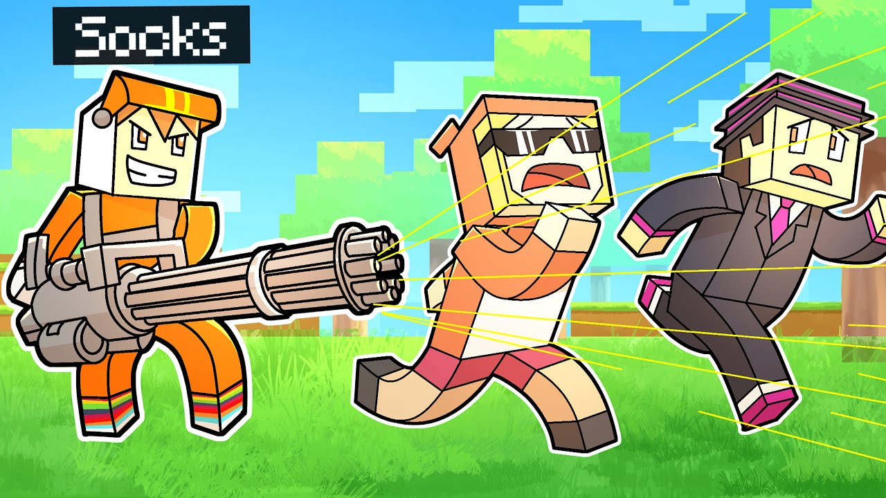 minecraft manhunt with OVERPOWERED GUNS (chaos)