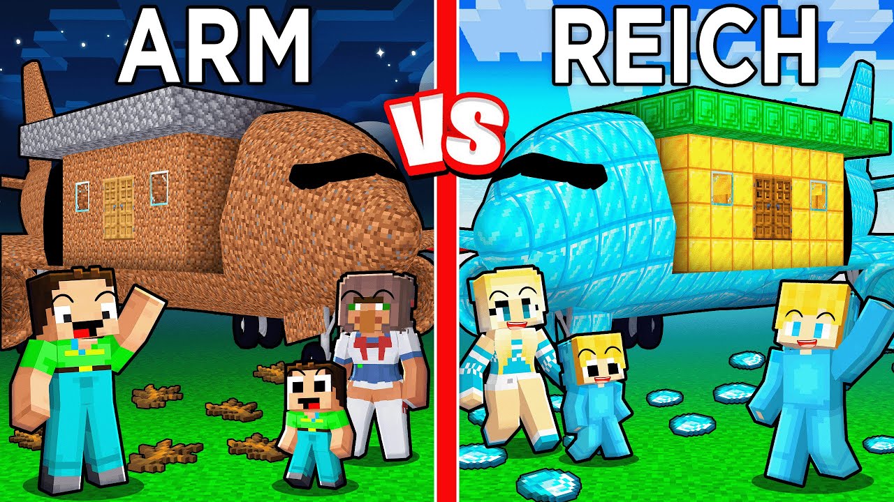 Billy Familie Arm vs Ukri Familie Reich Flugzeug Bau Challenge in Minecraft!