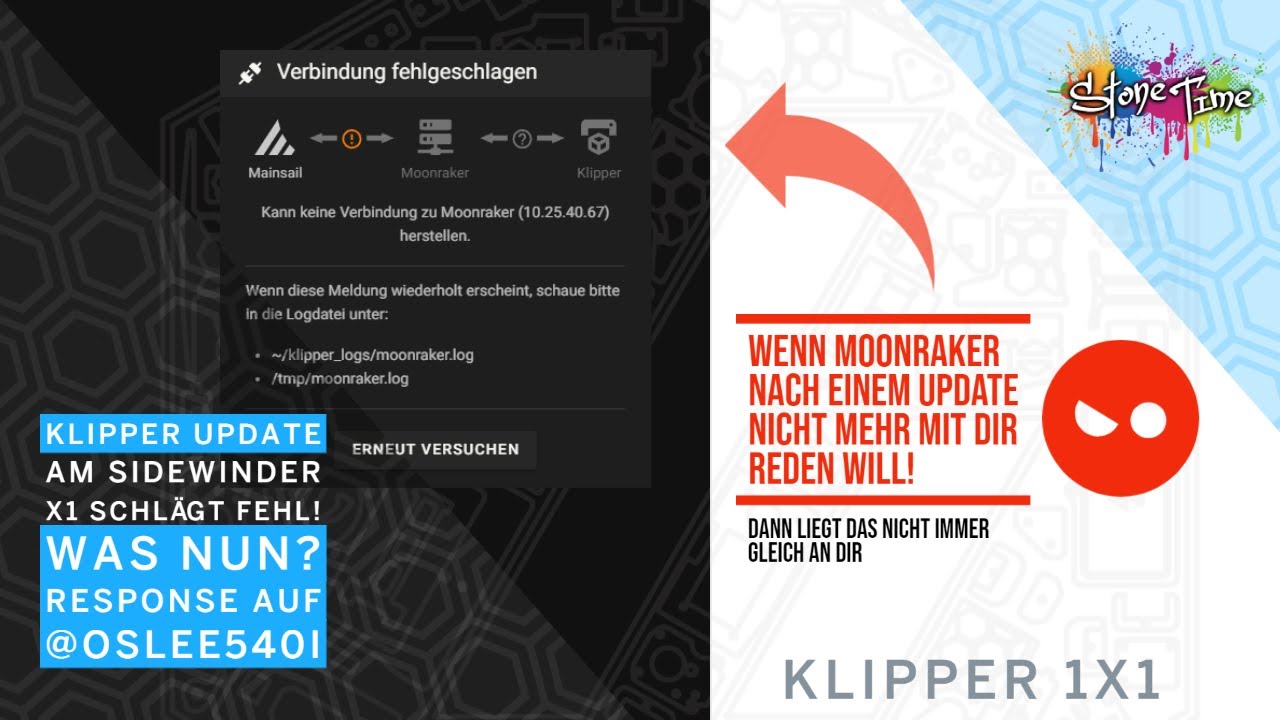 Klipper Update am Sidewinder X1 schlägt fehl! Was nun? - Response auf @OsLee540i