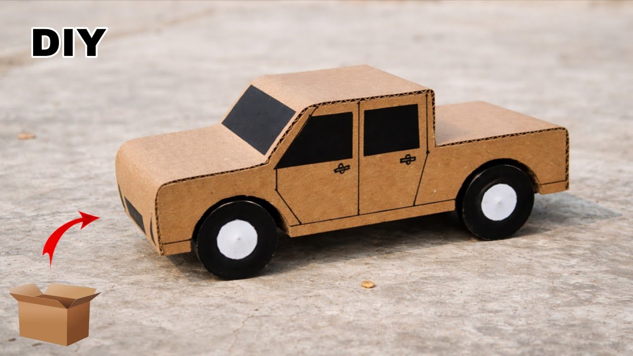 DIY Cardboard Pickup Truck | How to Make Pickup Truck from Cardboard | school project 