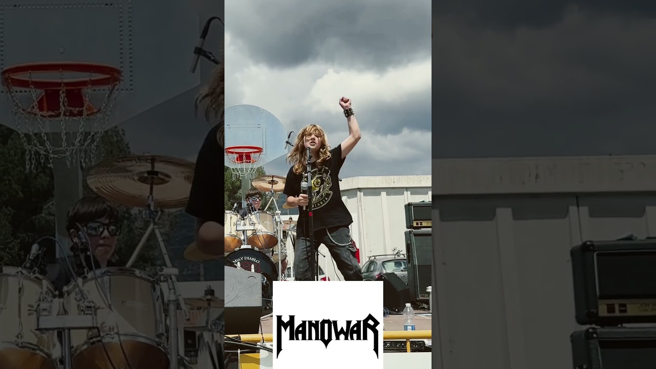 Ni&ntilde;os tocando #manowar  &ldquo;Hail and kill&rdquo; en directo #metalbusters