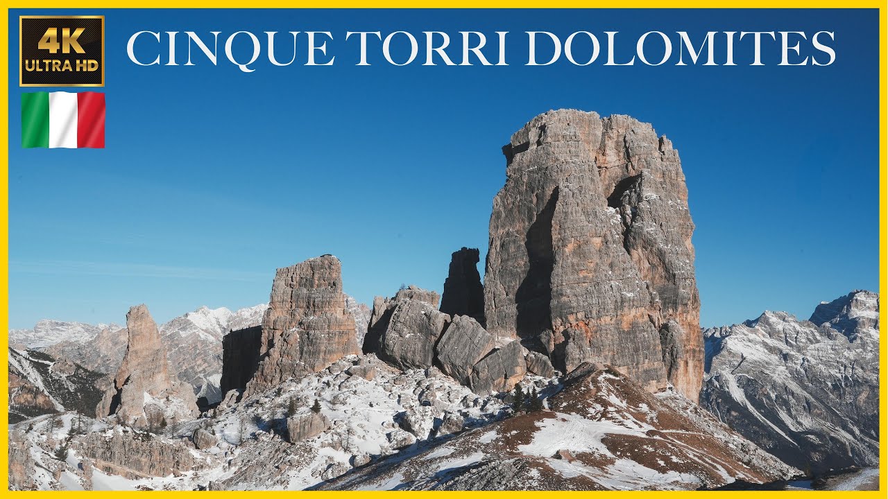 Cinque Torri 5 Torri Dolomites Drone Aerial View Winter Christmas 2024 多洛米蒂 五塔山 意大利 冬季 聖誕節