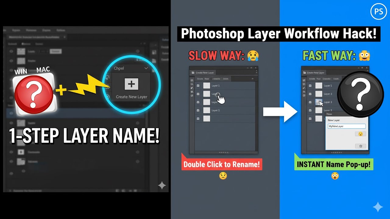 💥 Photoshop New Layer Super-Fast! 1-Key Naming Trick Experts Use (PS Quick Tip) #photoshop_tutorial