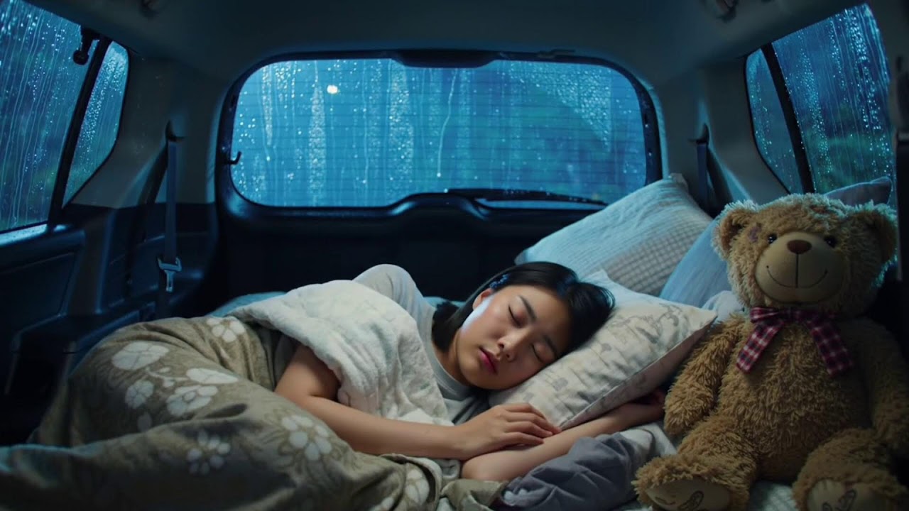 Deep Sleep Rain Sounds 🚗 Heavy Storm on Car Roof with Gentle Night Thunder