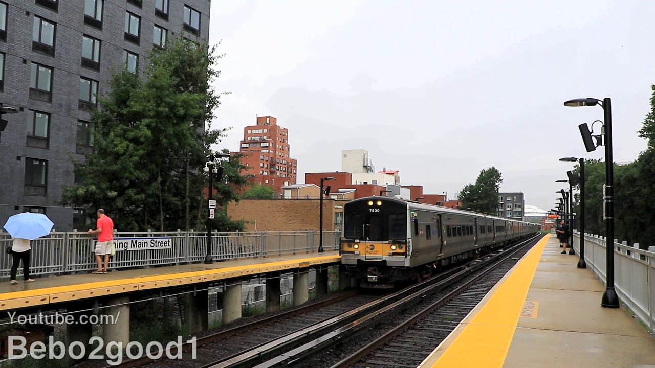 LIRR Port Washington Trains at renovated Flushing, NY RR Station