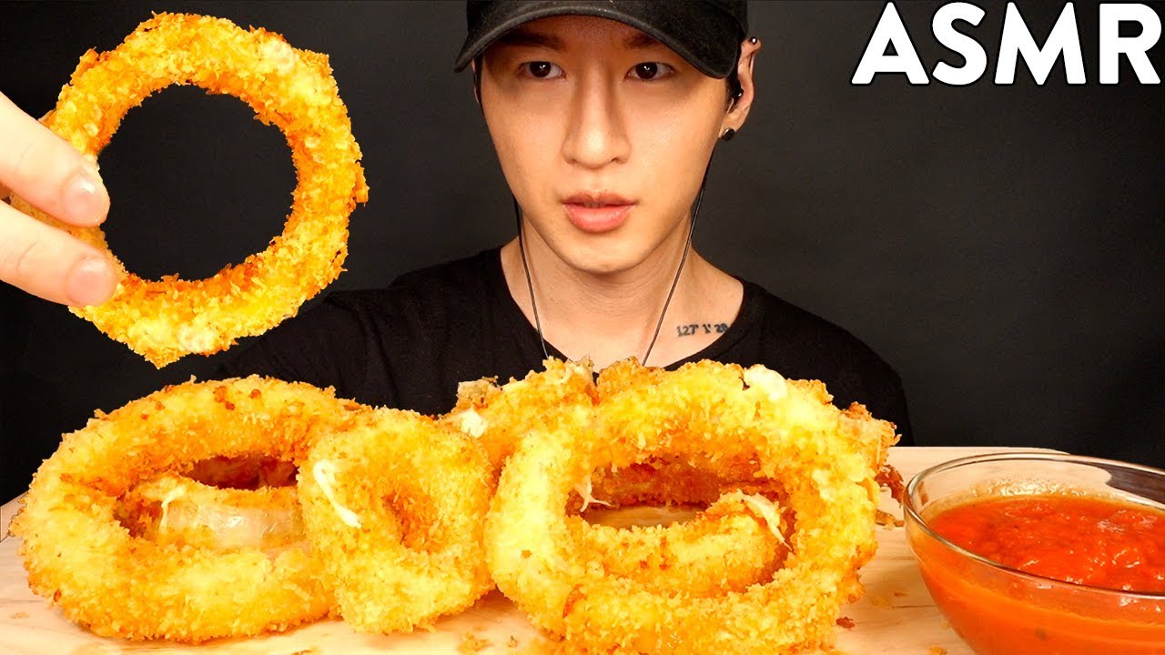ASMR MOZZARELLA ONION RINGS MUKBANG (No Talking) COOKING & EATING SOUNDS | Zach Choi ASMR