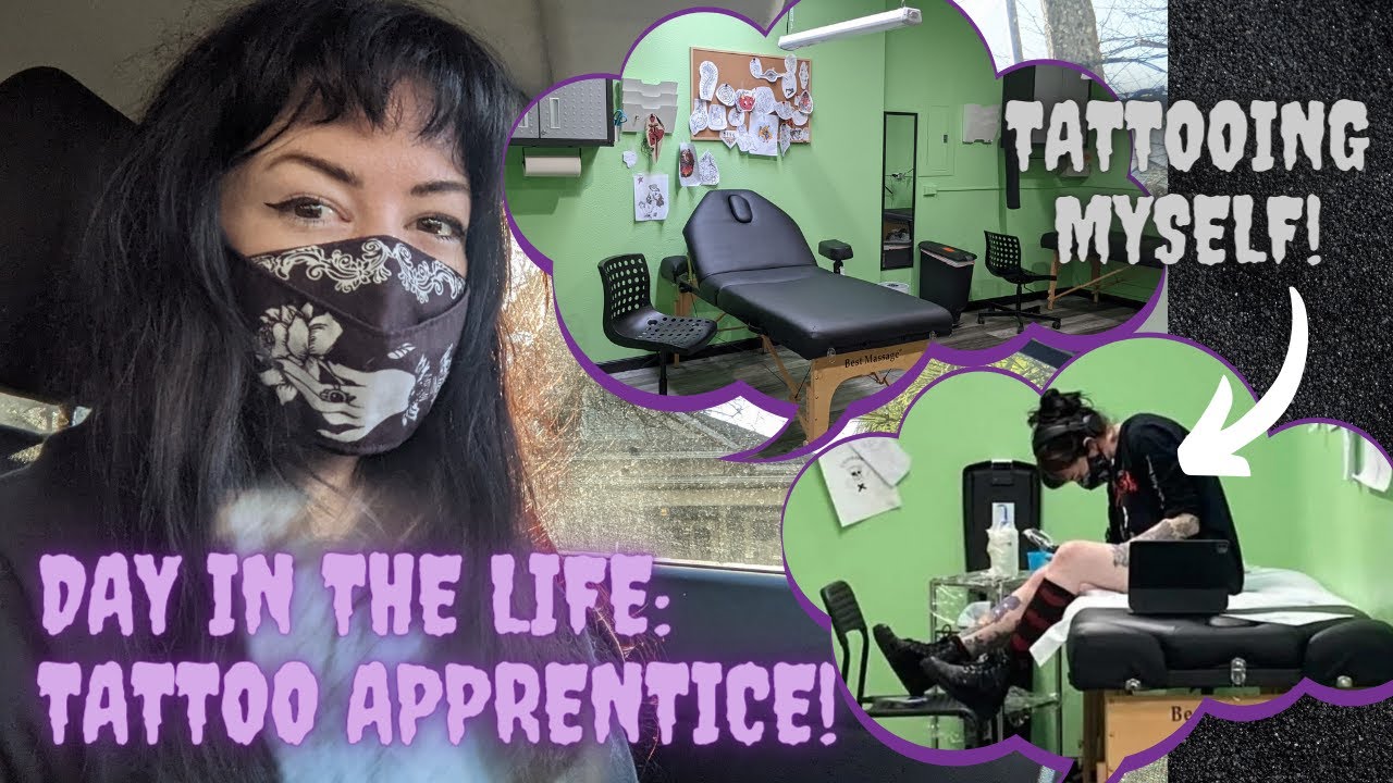 Come to Tattoo School with Me | A Typical Day & Tattooing Myself!