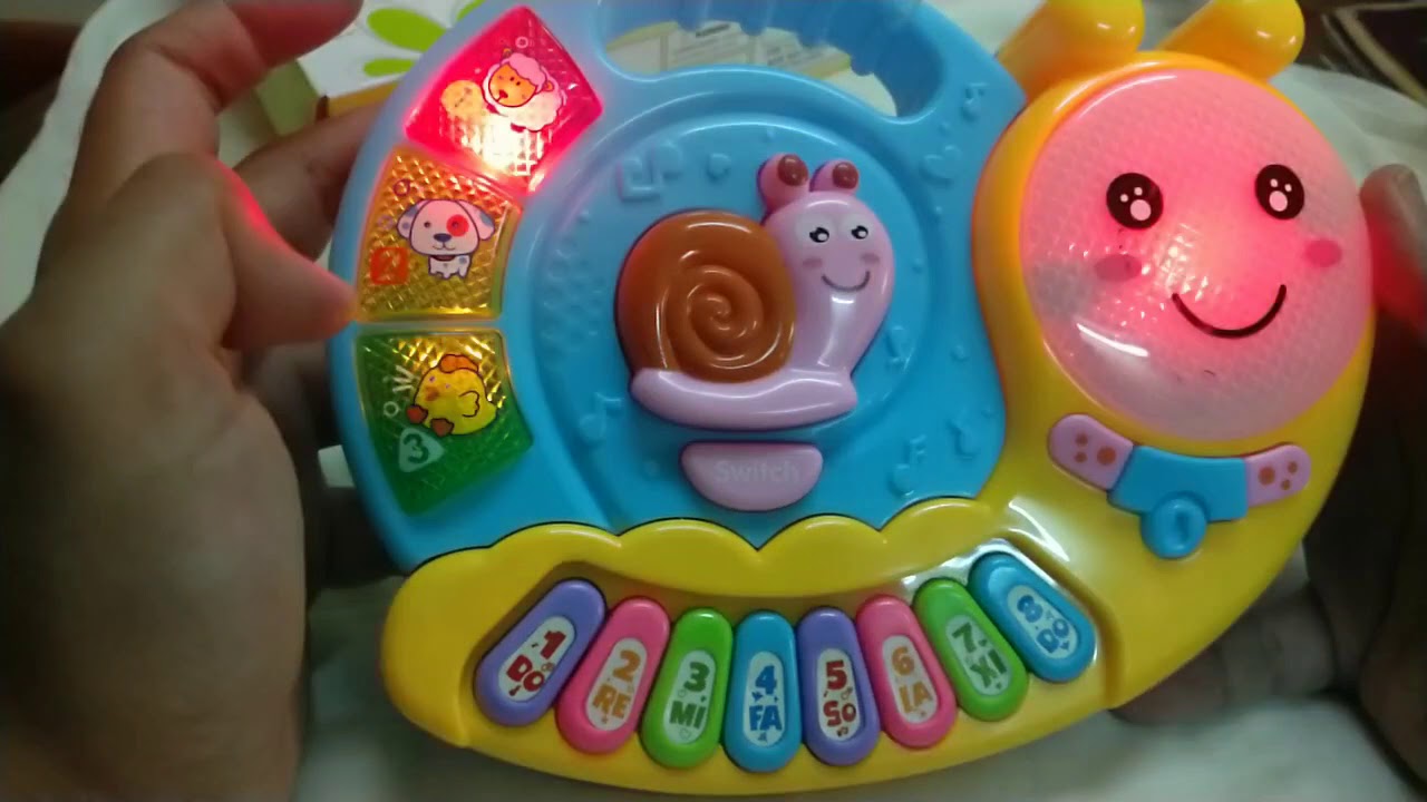 Shanaya Toys Cute Snail Shaped Piano Musical Learning Toy For Kids with Lights & Animal Sounds