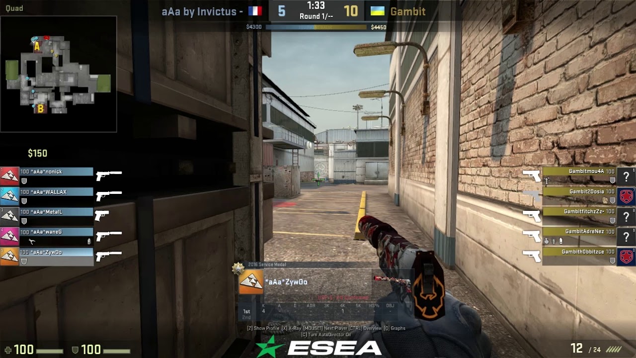 ZyWOo USP ACE vs Gambit Cache @ ESEA MDL SEASON 26 EUROPE