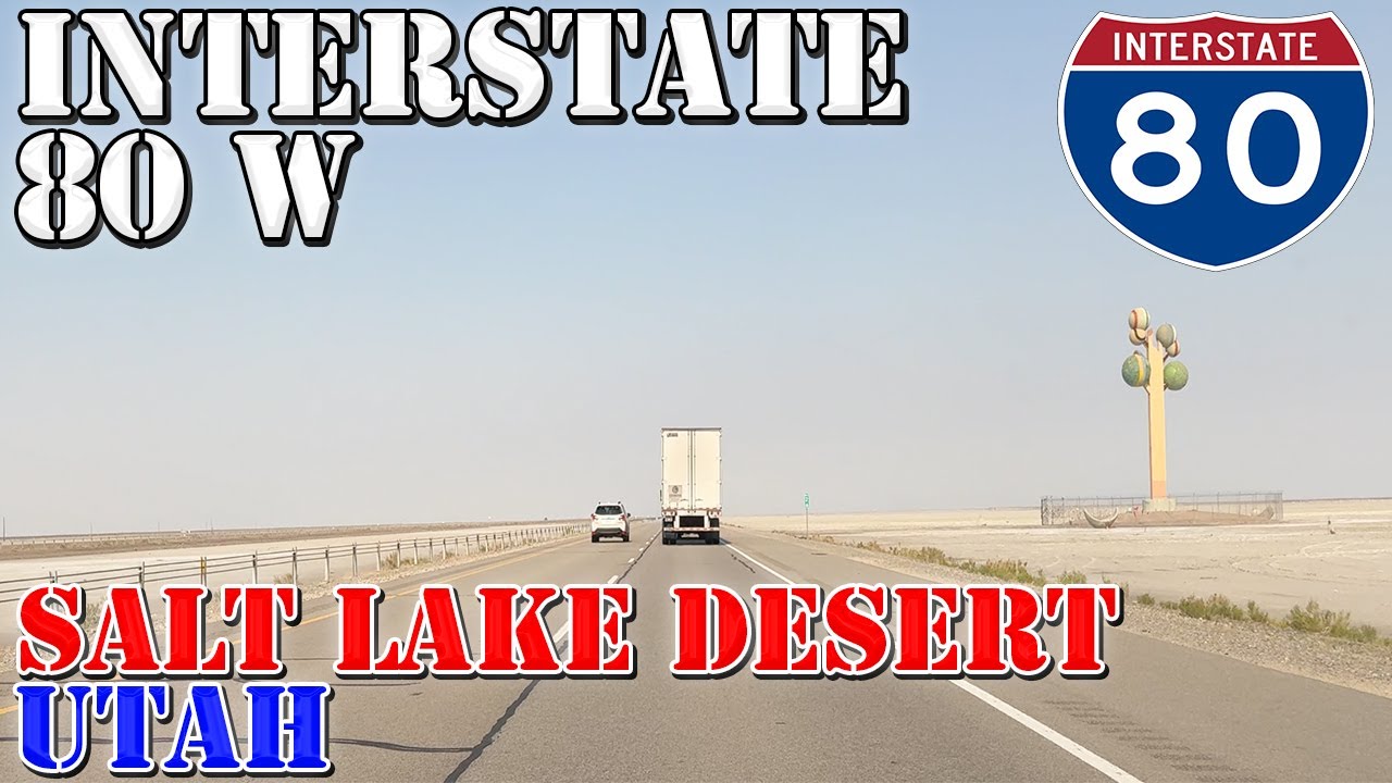 I-80 West - Great Salt Lake Desert - Bonneville Salt Flats - Utah - 4K Highway Drive