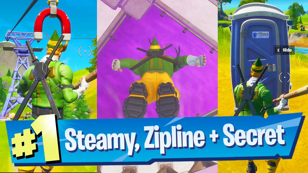 Ride the Steamy Stacks, a Zipline and use a Secret Passage in a single match Location - Fortnite