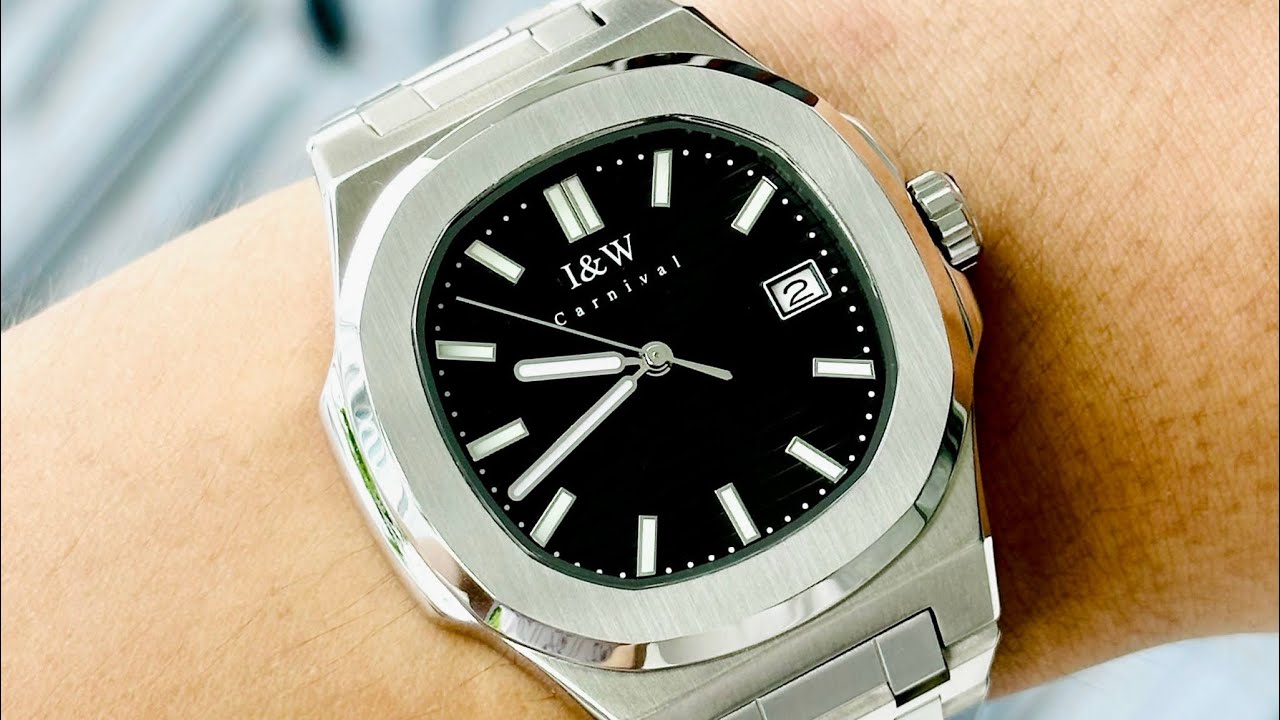 [RẺ BỀN ĐẸP] I&W Carnival Automatic 721G Black Dial Niền Trơn Không Đính Đá | JIMMY 0907525830