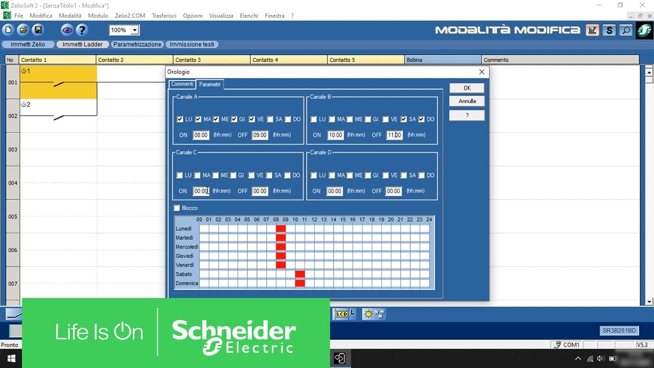 Settare il blocco “OROLOGIO PROGRAMMATORE” in ladder su Zelio Logic | Schneider Electric Italia
