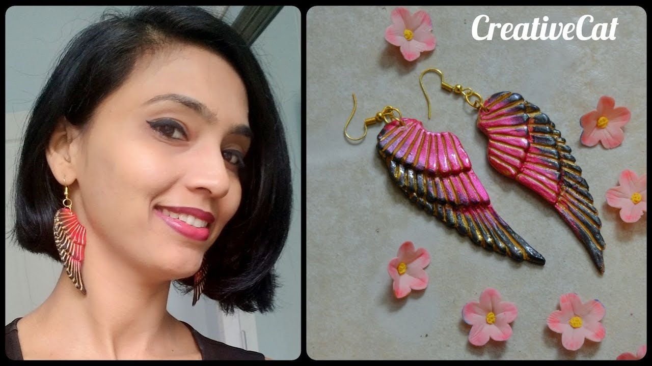 Angel Wings Earrings without using mold/How to Sculpt Angel Wings