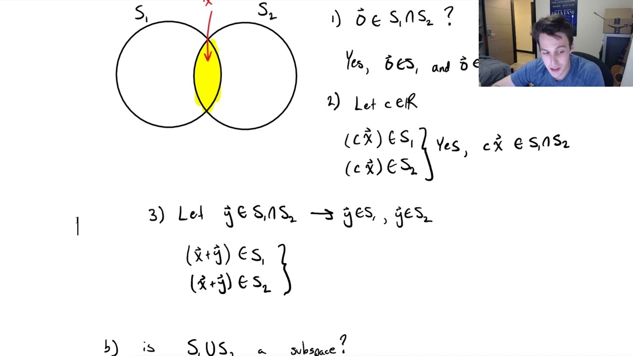 Subspace Test for Intersection, Union, and Sum of Subspaces - Linear Algebra