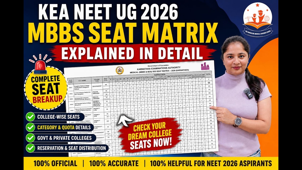 KEA NEET UG 2026 MBBS Seat Matrix Out Now &ndash; Check Your College Before It's Too Late!