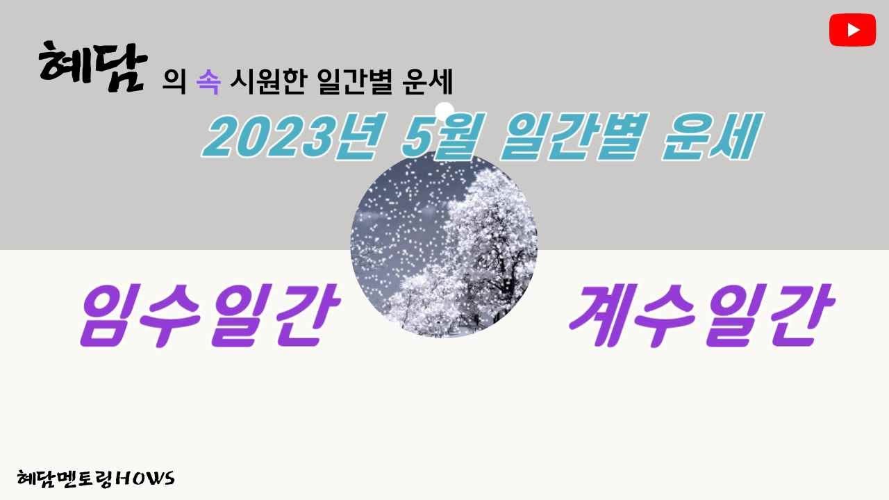 2023년 5월운세 계묘년 정사월 운세 (임수일간 계수일간) [혜담멘토링HOWS]