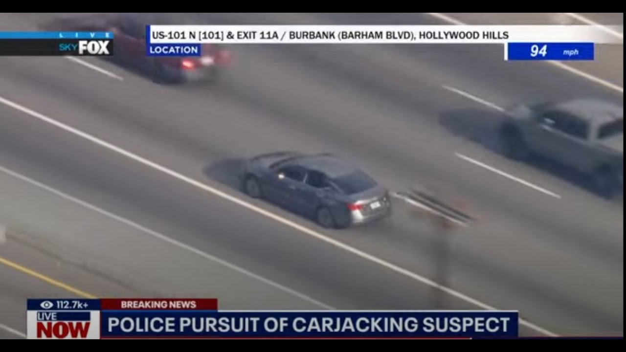 SKYFOX: Police chase of stolen Kia in Hollywood, Los Angeles