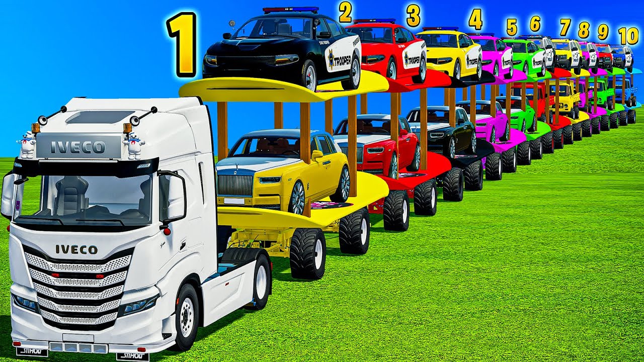 COPS DELIVERY FS 22 LONG CONVOY INSANE TRANSPORT & PEARS LOADING! Farming Simulator 22
