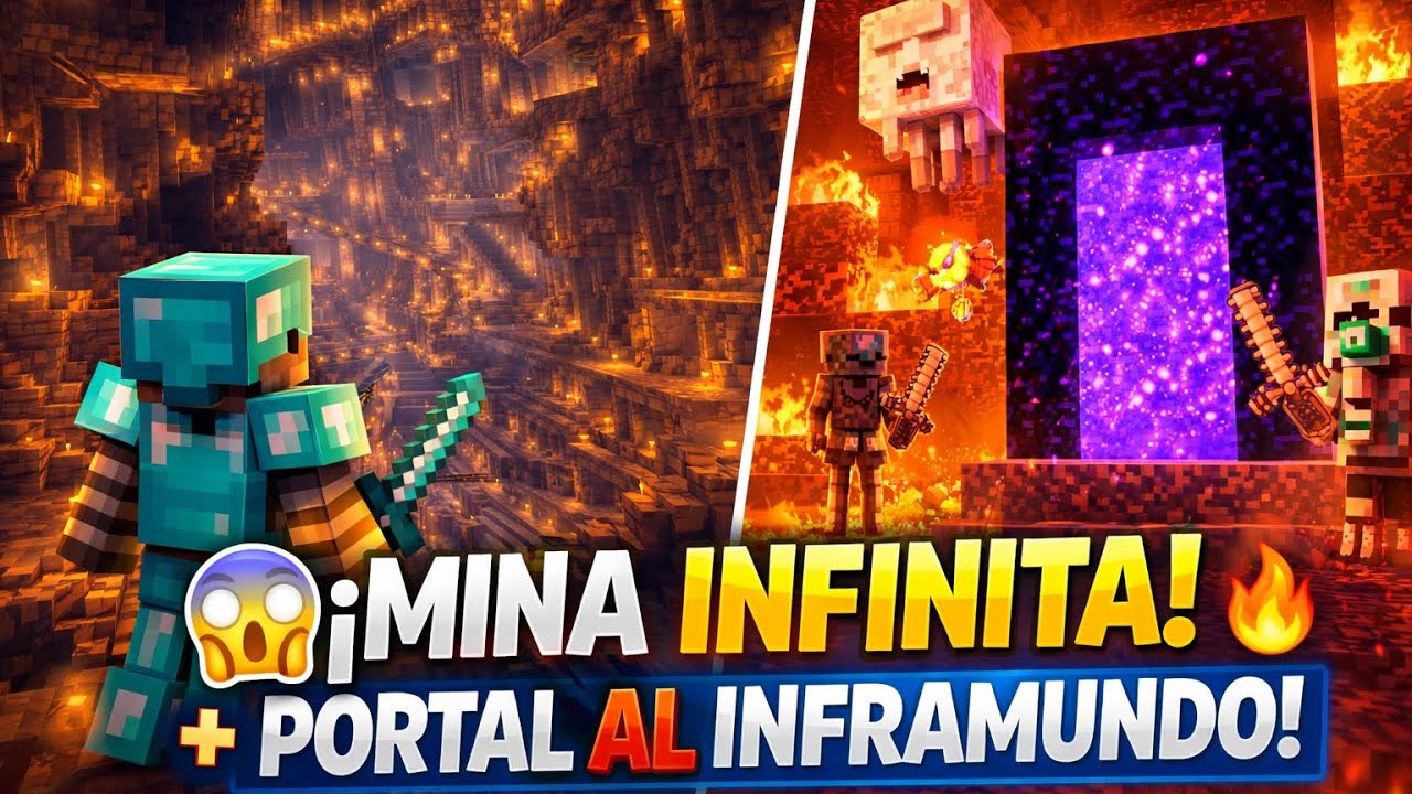 Minecraft - Parece el CASTILLO INFINITO 😱 | Mina GIGANTE + Nether PELIGROSO en Minecraft