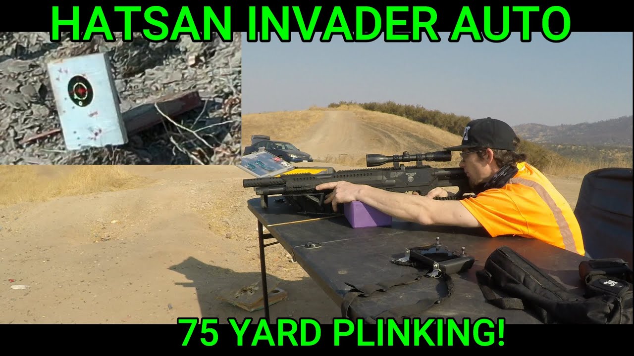 75 YARD HATSAN INVADER AUTO .22 SEMI AUTO ACCURACY TEST SEMI AUTOMATIC PCP AIR RIFLE REVIEW