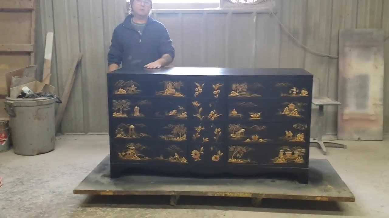BLACK ORIENTAL DRESSER PART 3 TIMELESS ARTS REFINISHING www.timelessartgr.com