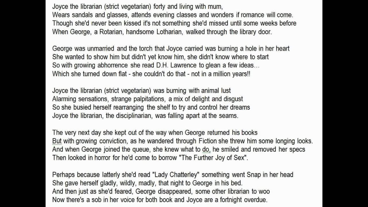 Joyce the Librarian Stilgoe Skellern w lyrics