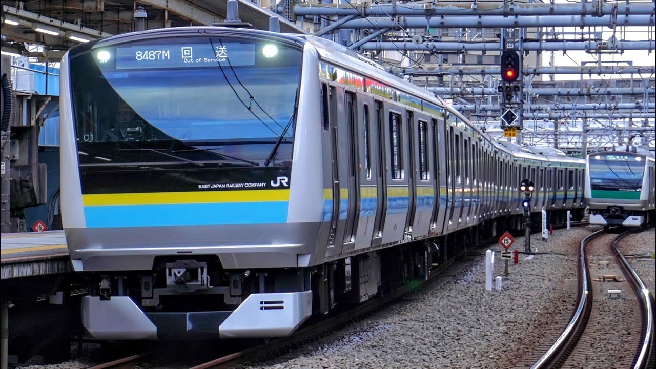 E233系 新形態！初の房総転用！　E233系 C1編成 (元中央線 T71編成)　TK転用改造出場回送　大崎6番入線　2025.12.9.12:30